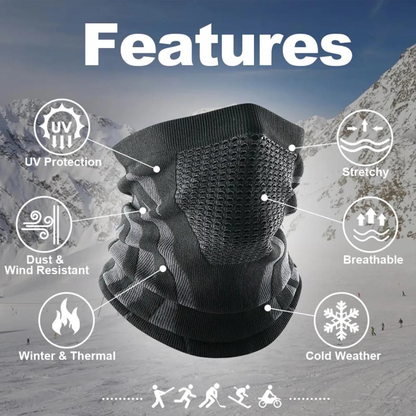 Winter Neck Warmer Gaiter/Balaclava,Windproof Face Mask for Ski, Snowboard,Motorcycle Cycling for Men's and Women's All Weather