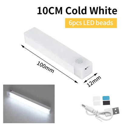 Motion Sensor LED Cabinet Light USB Rechargeable Wireless Night Lamp for Bedroom Kitchen Wardrobe Closet Staircase Lighting