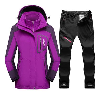 Winter 3 In 1 Ski Suit Women Waterproof Windproof Skiing Snowboarding Jacket Pants Set Female Warm Snow Costumes Outdoor Wear