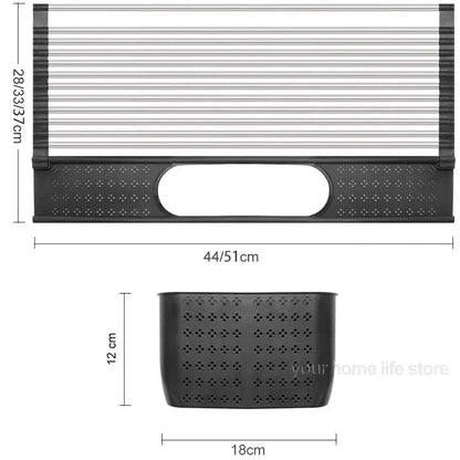 Kitchen Rolling Dish Drainer Roll Up Dish Drying Rack Over The Sink kitchen accessories,storage organization Foldable bowl shelf