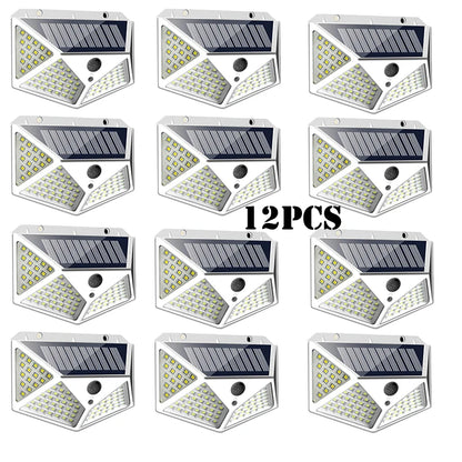 1-12 Pack Solar Lights Outdoor 100 LED Wall Lamp Motion Sensor Lights Waterproof Solar Street Light for Garden Porch Yard Garage