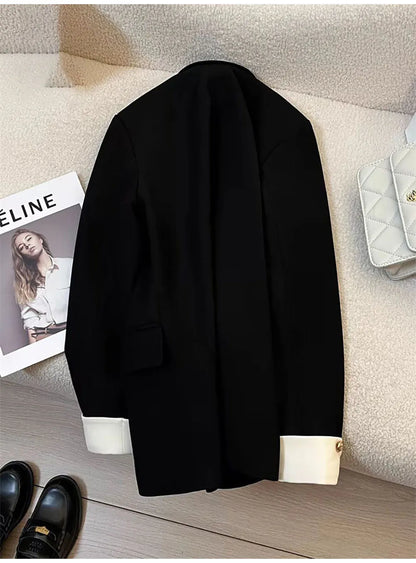 Autumn Winter Office Lady Blazer Jacket Women 2024 Fashion Long Sleeve Coat Woman Blazers Feminino New In Outerwears Casual