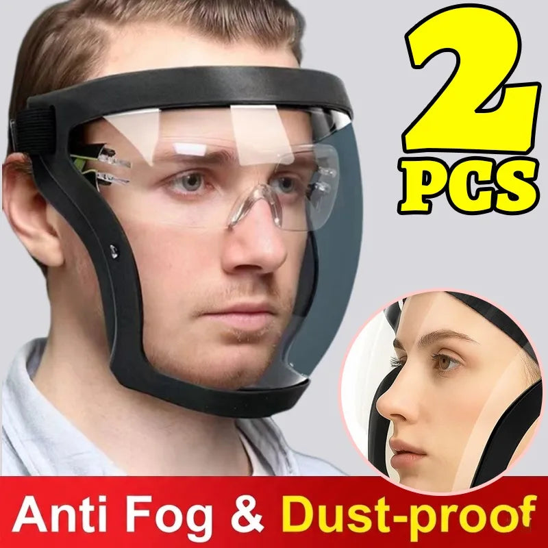 Windproof Cycling Face Shield Mask Full Cover Anti Fog Goggles Visor Safety Guard With Filter Valve Reusable PC Protective Gear