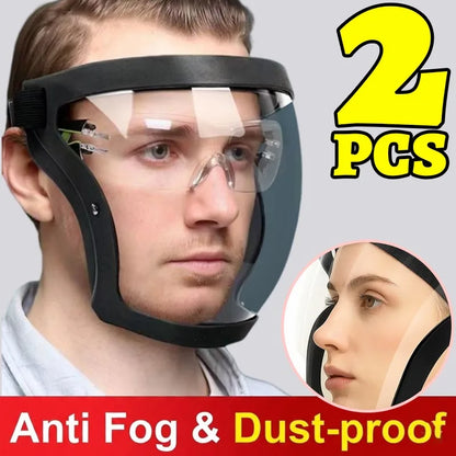 Windproof Cycling Face Shield Mask Full Cover Anti Fog Goggles Visor Safety Guard With Filter Valve Reusable PC Protective Gear