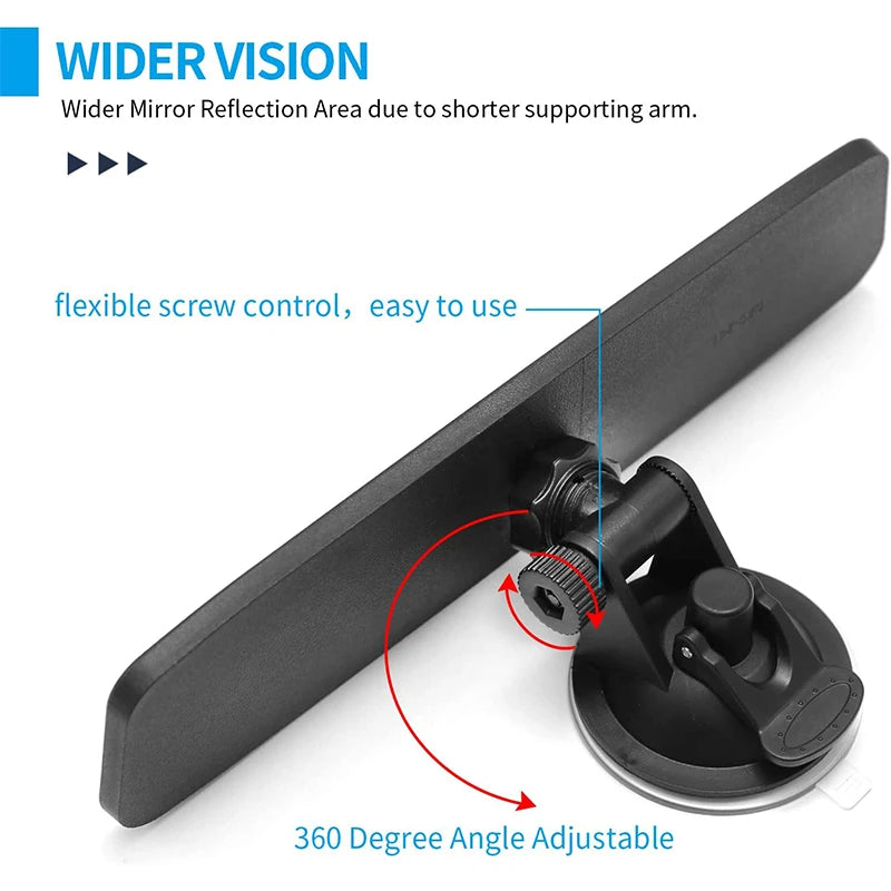 Adjustable Car Interior Rear View Mirror 360 Rotates Vehicle Car Rearview Mirror With Suction Cup Auto Car Interior Accessories