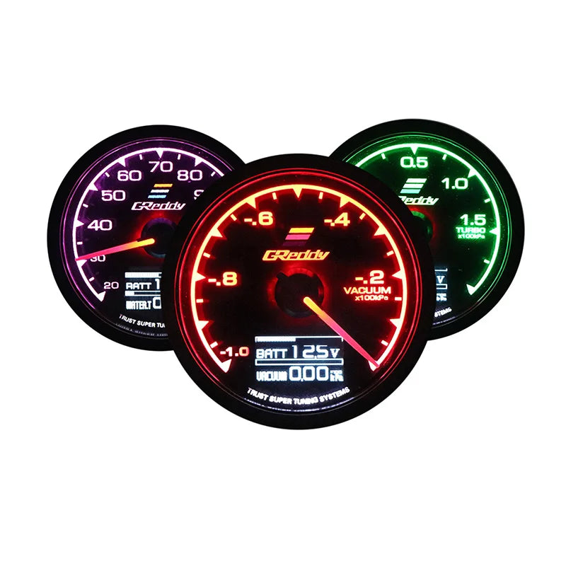 7 Color Car GReddi LCD Digital Display Turbo Boost Water Temp Oil Temp Oil Press Racing Meter Fuel Pressure Air Fuel Ratio Gauge