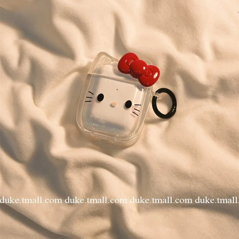 Sanrio Hello Kitty Earphone Case for AirPods 3 4 Pro Cartoon Transparent Soft Shell for AirPods 1 2 Headphone Protective Shell