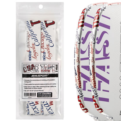 AMASPORT 2Pack Pickleball Paddle Edge Tape 20/23/26mm Paddle Head Edge Guard Racket Edge Protection Tape