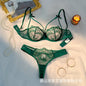 2-piece women's black sexy female lingerie lightweight bow semi transparent lingerie set sexy Lace women's bra and panty set