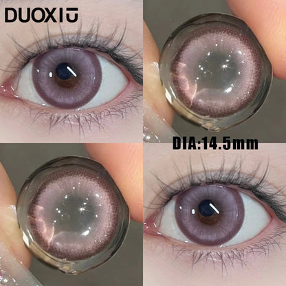 DUOXIU Yearly 365days Soft Lenses Pink-Blue Fashion Pupil Style Myopia Colored Contact Lenses (1 Pair) Covers Brown Eyes