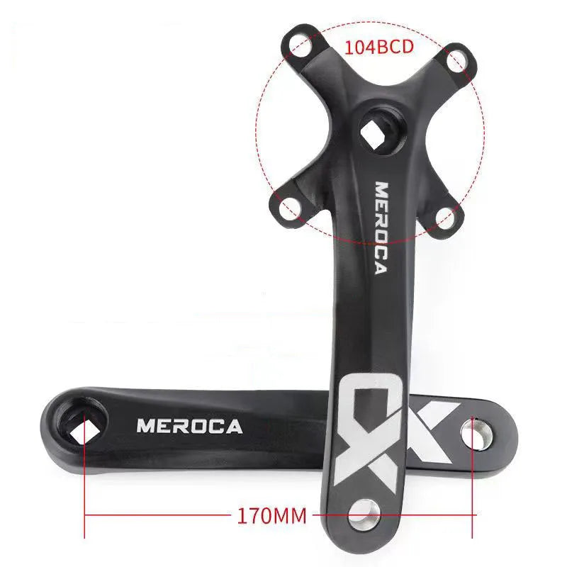 MEROCA Bicycle Crank Chainwheel 104BCD Bike Crankset Aluminum Alloy with Bottom Square Hole 170mm Crank 32/34/36/38/40/42T Plate