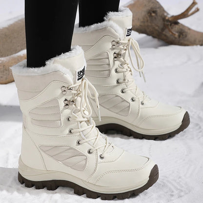 Winter Women Snow Boot High-top Waterproof Ankle Boots Ladies Thick Plus Warm Snow Hiking Boots Outdoor Cotton Shoes Sneakers