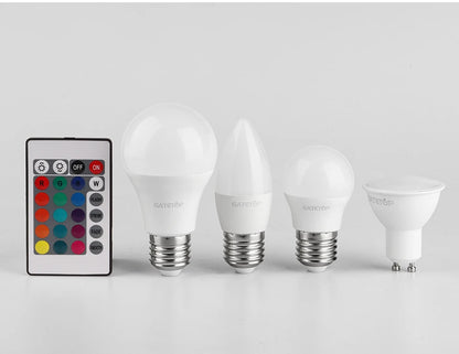 LED RGB Lamp Spotlight Bulb E27 E14 GU10 B22 AC120V 230V Bombillas LED 6W 10W IR Remote Control Led Smart RGBW Lamp Home Decor