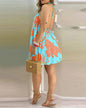 Floral Print Halter Neck Dress Boho Backless Halter Dress For Spring  Summer Women's Clothing