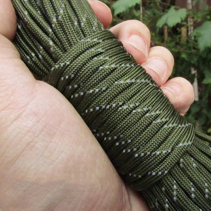 Reflective Paracord Rope, Military, 7 Strand, 4mm, 550 Tactical Parachute Cord, Camping Tent, Lanyard, DIY Bracelet Weaving Rope