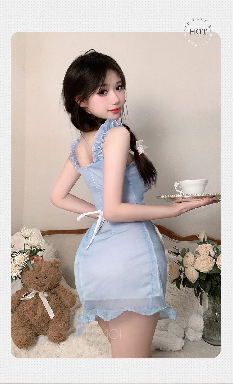 Cosplay clothing Milk flavored pure maid dress apron bow tie lace girl kawaii suspender dress sexy costume women night appeal