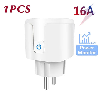 TUYA Smart Plug WiFi Socket EU 16A/20A With Power Monitor Timing Function Voice Control Works With Alexa Google Home