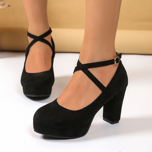 Women High Heels Mary Jane Shoes Strap Black Party Wedding Office Shoes Female Elegant Luxury Big Size Pumps Zapatos De Mujer