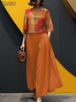 2025 ZANZEA Summer Pant Sets Fashion 2PCS Women Matching Sets O Neck 3/4 Sleeve Blouse Wide Leg Trousers Suit Casual Outfits