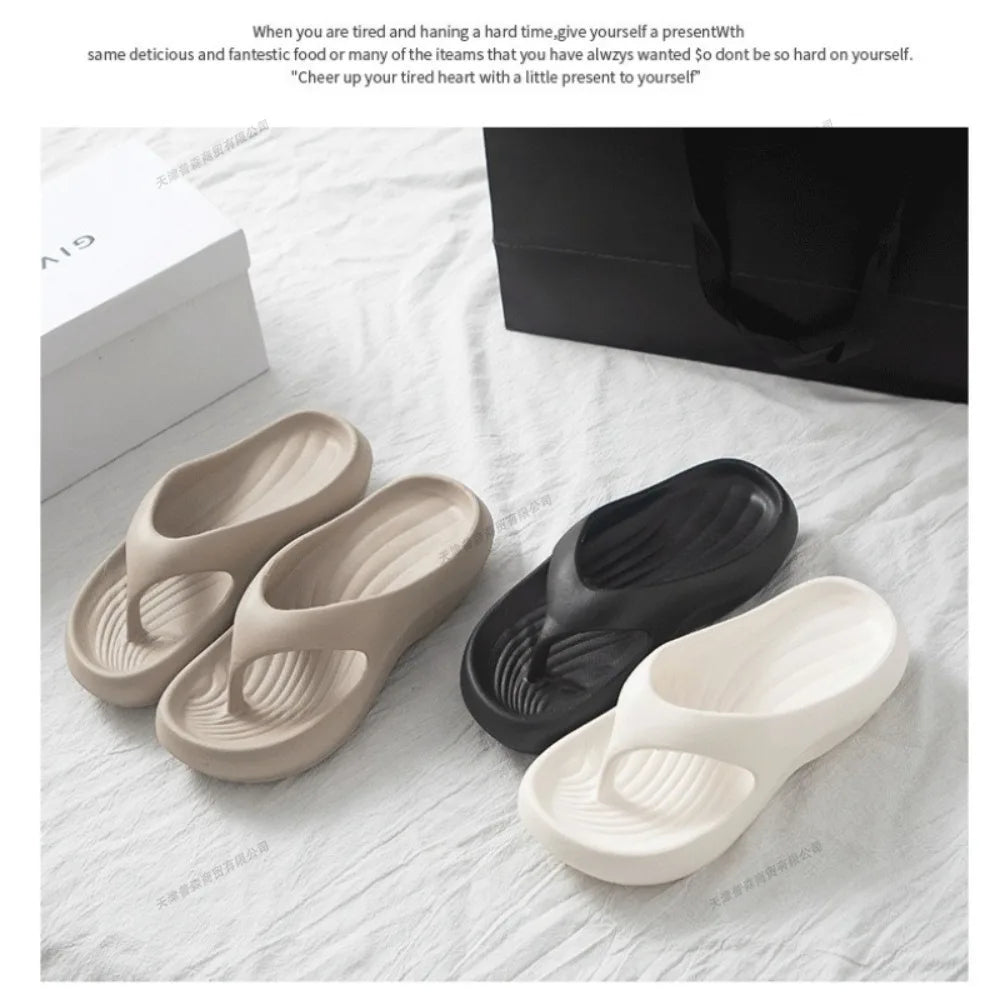 Women Stylish EVA Flip-Flops Comfortable Soft Anti-Slip Anti-Odor Fashionable Versatile for Beach Summer Casual Wear Beach Shoes