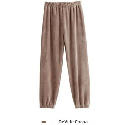 Adorable Sweet Coral Fce Thiened Autumn Winter Spwear Women's Casual Home Clothes Set Long Pants Comfortable Leisure ...