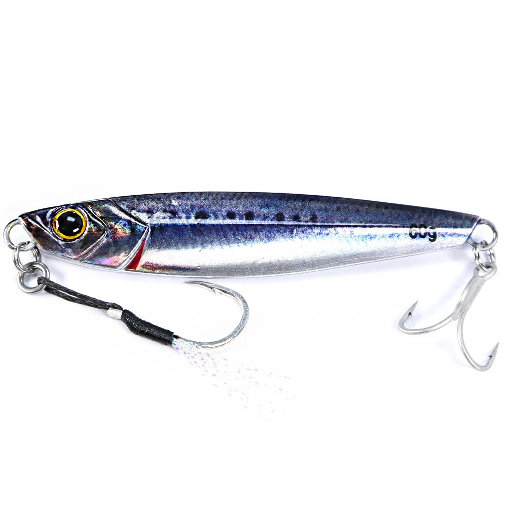 B&U Sea fishing Slow Jig Metal Jigging Spoon 3D Print Laser Artificial Bait Boat Fishing Jig Lures Super Hard Fish Fishing Lures