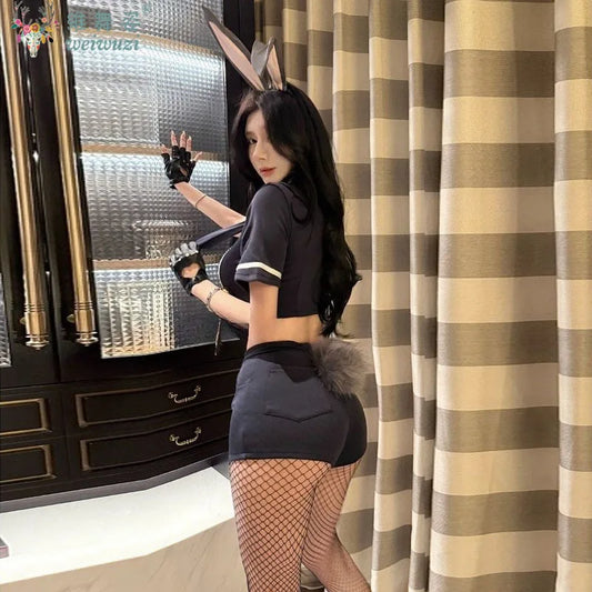 New Sexy Rabbit Search Officer Adult Women Cosplay Costume PoliceWomen Uniform Bunny Girl Stage Perfermance Fancy Suit NightClub