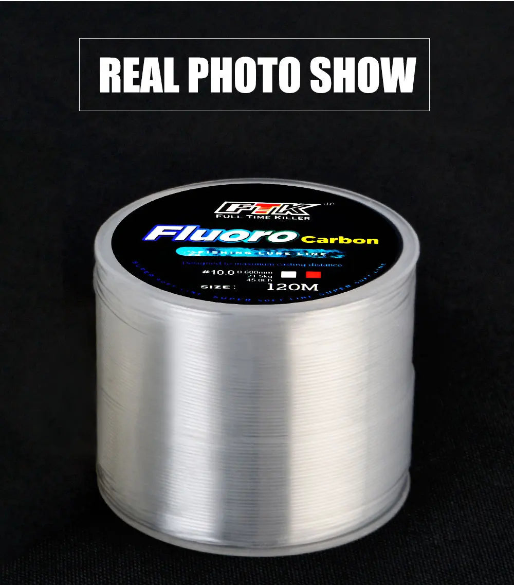 FTK 120m Invisible Fishing Line Speckle Fluorocarbon Coating Fishing Line 0.20mm-0.60mm 7.15LB-45LB Super Strong Spotted Line