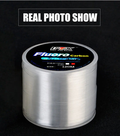 FTK 120m Invisible Fishing Line Speckle Fluorocarbon Coating Fishing Line 0.20mm-0.60mm 7.15LB-45LB Super Strong Spotted Line
