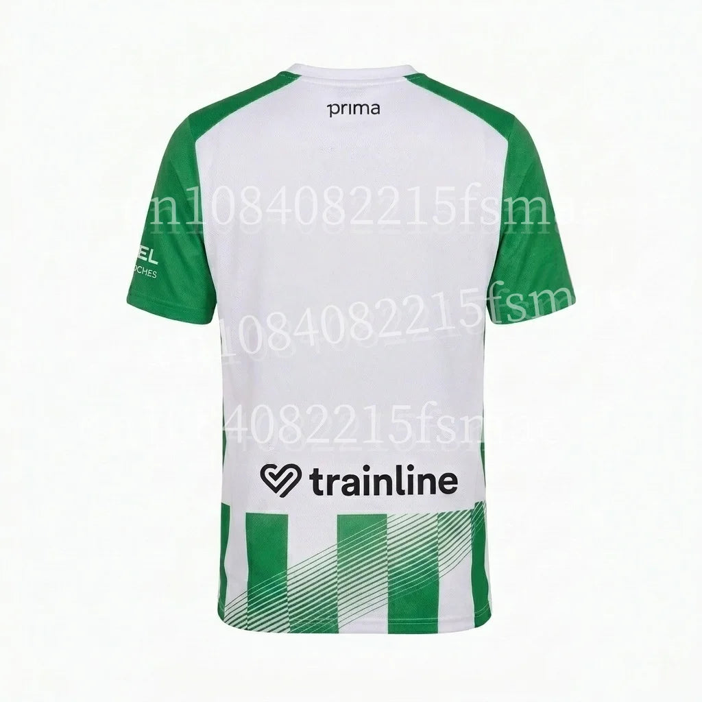 2026/27Men Green White Striped Soccer Jersey Short Sleeve Quick Dry Football Shirt Breathable Sports Shirt Team Training Uniform