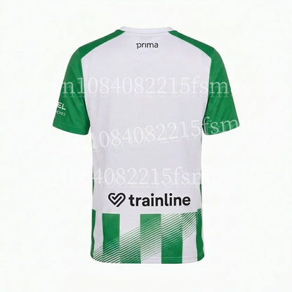 2026/27Men Green White Striped Soccer Jersey Short Sleeve Quick Dry Football Shirt Breathable Sports Shirt Team Training Uniform