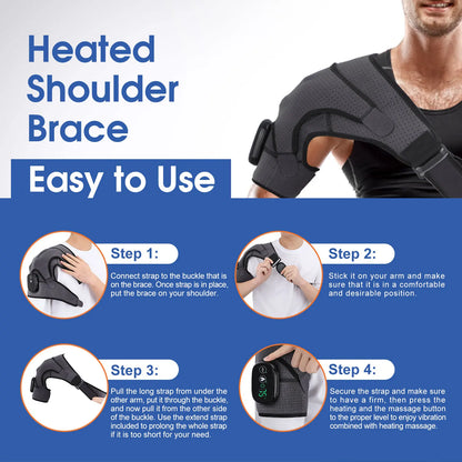 Electric Heating Shoulder Brace LED Display Vibration Shoulder Massage Support Belt Strap For Joint Brace Care Muscle Relaxation
