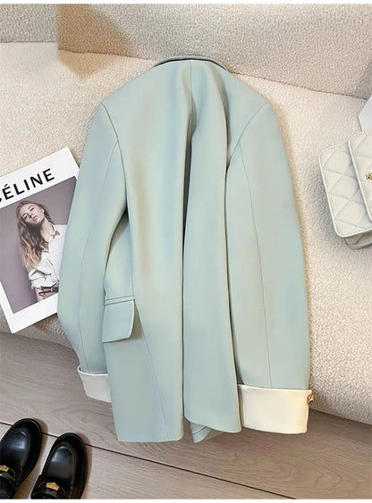 Autumn Winter Office Lady Blazer Jacket Women 2024 Fashion Long Sleeve Coat Woman Blazers Feminino New In Outerwears Casual