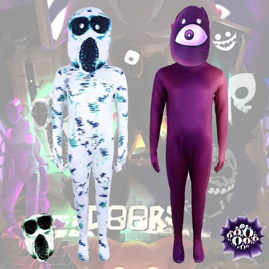 Doors Screech Cosplay Seek Doors Costume Kids Single Eye Mask Suit Jumpsuit Monster Jumbo Horror Scary Halloween Costume Child