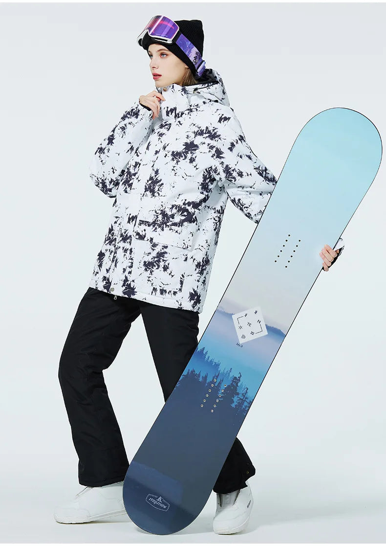 New Fashion Letter Women Ski Suit Winter Windproof Waterproof Snowboarding Jacket and Pants Snow Walking Clothes Female Snowsuit