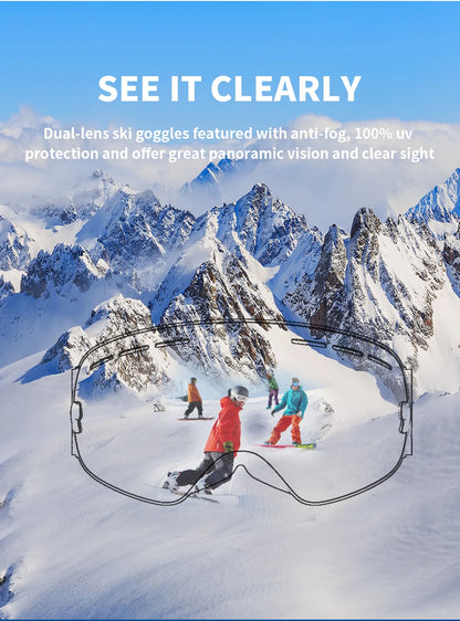 Snowboard Ski Goggles for Men Women UV400 Protection Anti-Fog Ski Glasses Ski Mask Big Face Snow Glasses Skiing Eyewear
