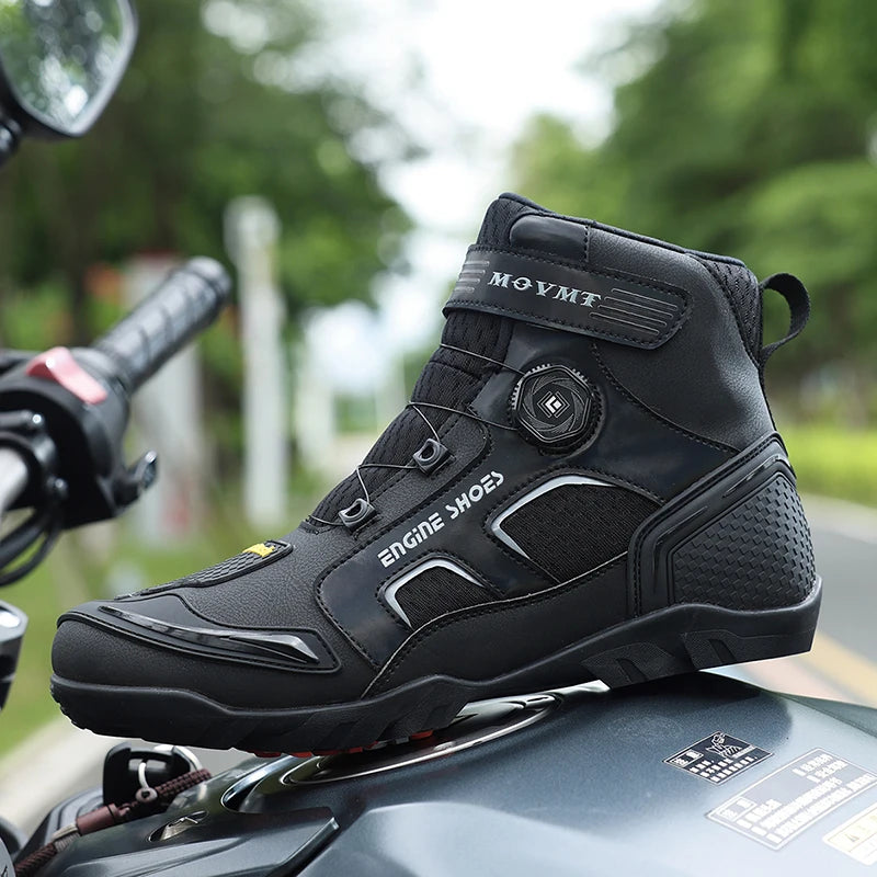 New Motorcycle Boots Men Leather Motos Breathable Anti Slip Wear-resistant Riders Boots Motorbike Racing Ankle Length Shoes Off-