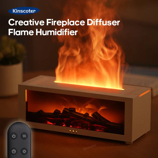 Creative Fireplace Aroma Diffuser Essential Oil Air Humidifier Difusor Remote Control Desktop Decoration for Home Holiday Gift