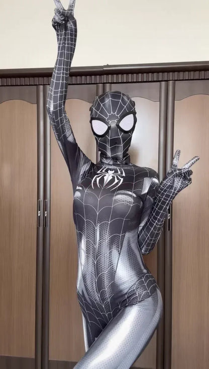 Sexy Black Cat Superhero Cosplay Costume For Spider Women Halloween Costume Christmas Tight 3d Printing Jumpuit Bodysuit Toys