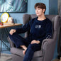 Winter New Thickening Round Neck Long Sleeve 2 Piece Outfit Set Man Flannel Man Clothing Set Advanced Printing Lounge Sets Man