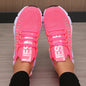 Women's Sneakers Knitted Mesh Breathable Fashionable Lightweight Soft Lace Up Shoes Flexible Trendy Exercise Walking Flat Shoes