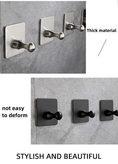 High Quality 304 Stainless Steel Self Adhesive Hooks Shower Bath Hook Kitchen Hanger Bathroom Hook Household Wall Hanger