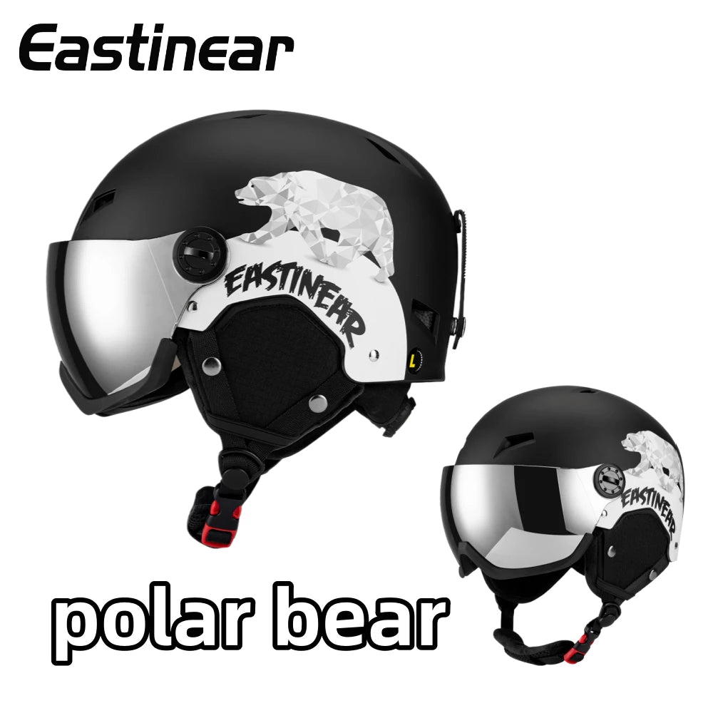 Eastinear polar bear Ski Helmet Men Snow Goggles In One Anti-Impact Snowboard Helmet For Adult Women Snowboard Safety Helmet
