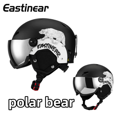 Eastinear polar bear Ski Helmet Men Snow Goggles In One Anti-Impact Snowboard Helmet For Adult Women Snowboard Safety Helmet
