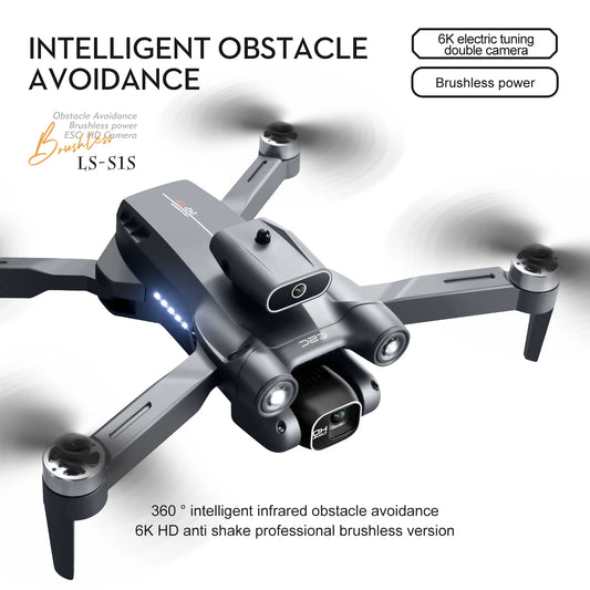 Popular S1S drone 8K high-definition dual camera brushless motor four axis foldable obstacle avoidance aircraft children's toy