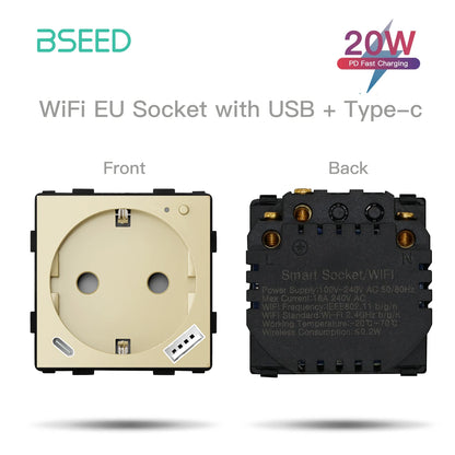 BSEED EU Standard Wifi Socket Smart Plug Function Part Only Power Monitor Timing Smart Home Alexa Voice Control  Bule Backlight