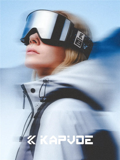 Kapvoe Snow Ski Goggles Snowboarding  Skiing Mask for Men Women Anti-Fog Lens Kit UV400 Protection Snowmobile Glasses Motorcycle