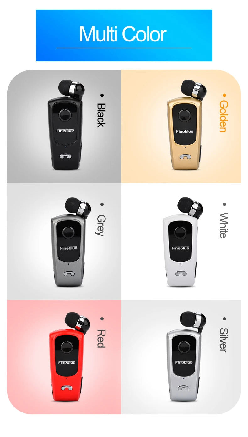 Fineblue F920 Wireless Retractable Portable Mini Bluetooth Headset Calls Remind Vibration Wear Clip Sports Running Earphone