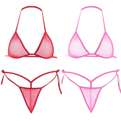 2PCS Women Sexy Lingerie Sets Ultra-thin Mesh Wirefree Bra Set Lingerie Ultra Hot Women's Transparent Exotic Underwear Sets