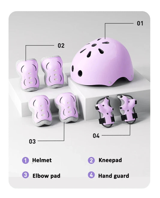 2-14 years Old Bike Helmet Set Skateboard Knee Pads Protective Gear Set Kids Wrist Guards Sport Cycling Roller Skating Scoote